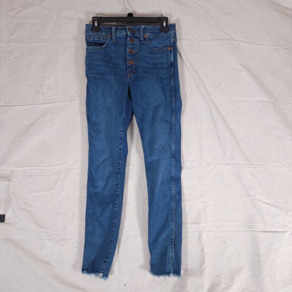 Madewell 10" High-Rise Skinny Jeans Womens Size 27 Button Fly Raw Hem Denim - Picture 1 of 15